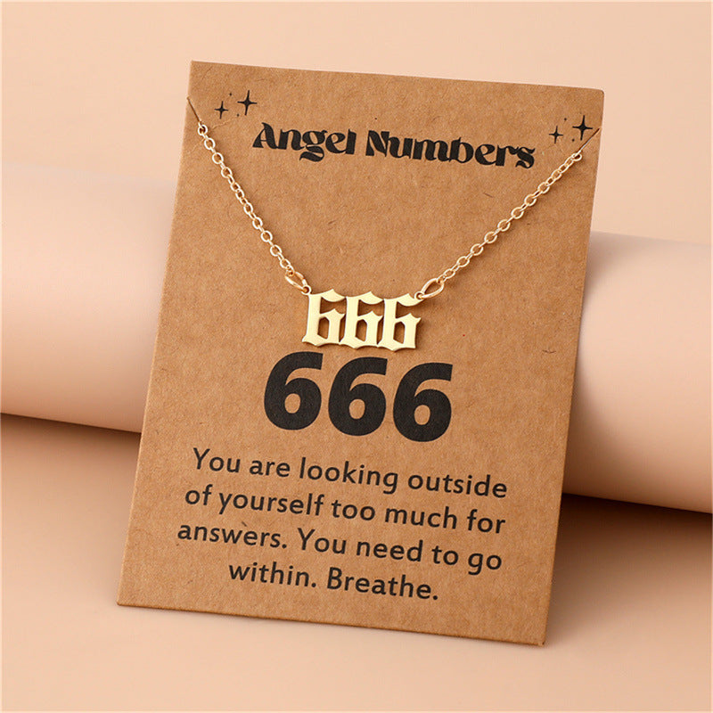 Angel Number Necklace, Gold-Plated Stainless Steel 111–999 Angel Number Clavicle Chain Necklace