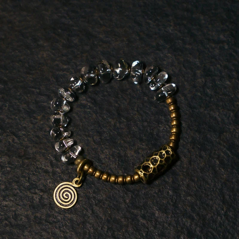 White Quartz & Brass Single-Strand Bracelet – Calm & Clarity for Women
