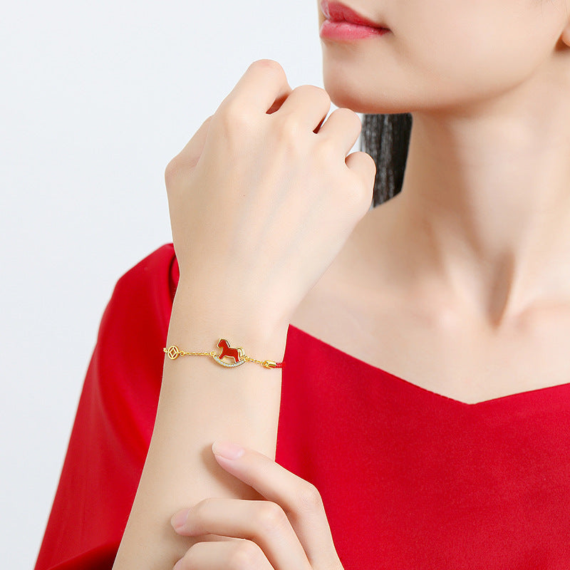 Red Agate "Ride into Wealth" Bracelet for Women with S925 Sterling Silver – Year of the Horse Gift