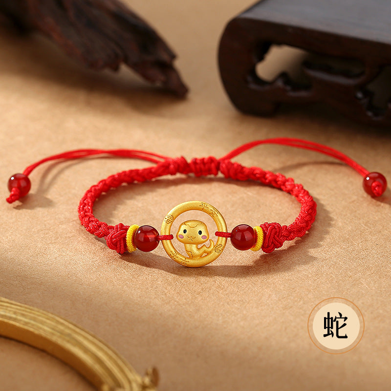 Red String Bracelet Featuring Chinese Zodiac Peace Circle and S925 Silver – Horse Year Good Luck Charm