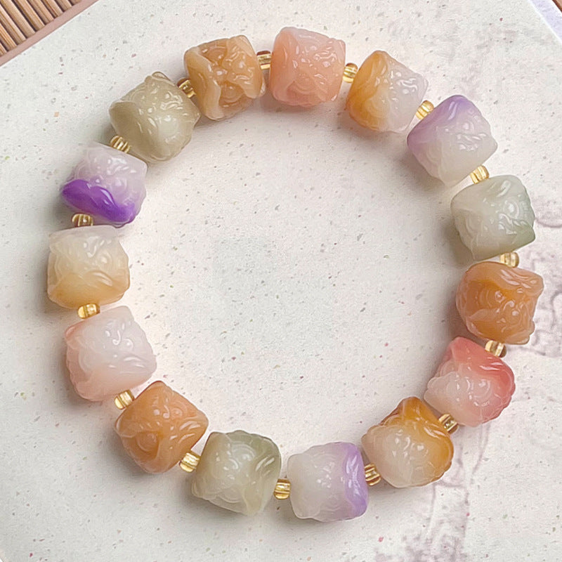 Lucky Multi-Treasure Bodhi Bead Bracelet – Hand-Carved Natural Bodhi