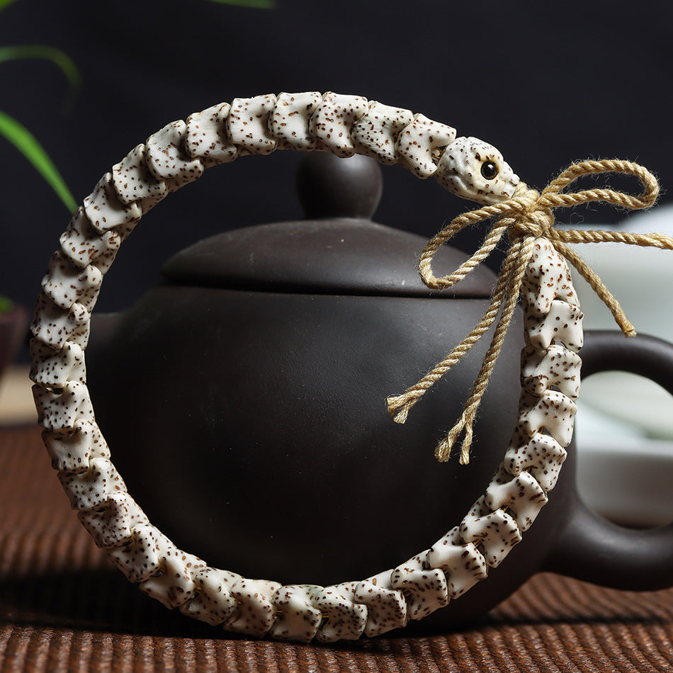 Natural Star and Moon Bodhi Snake Bone Carved Bracelet