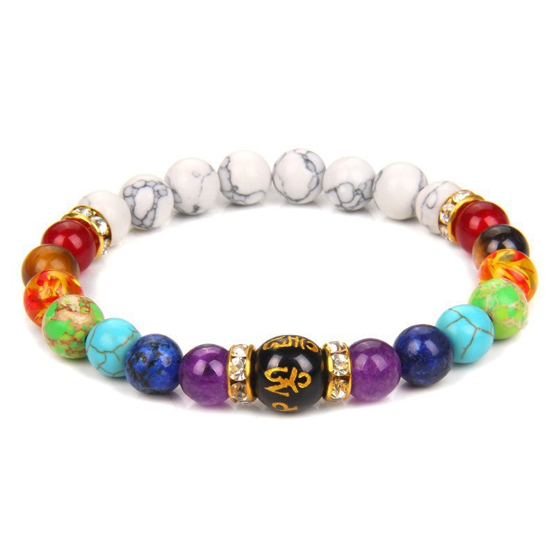 Volcanic Stone Chakra Bracelet Yoga Energy Bracelet Six-Syllable Mantra Couple Bracelet