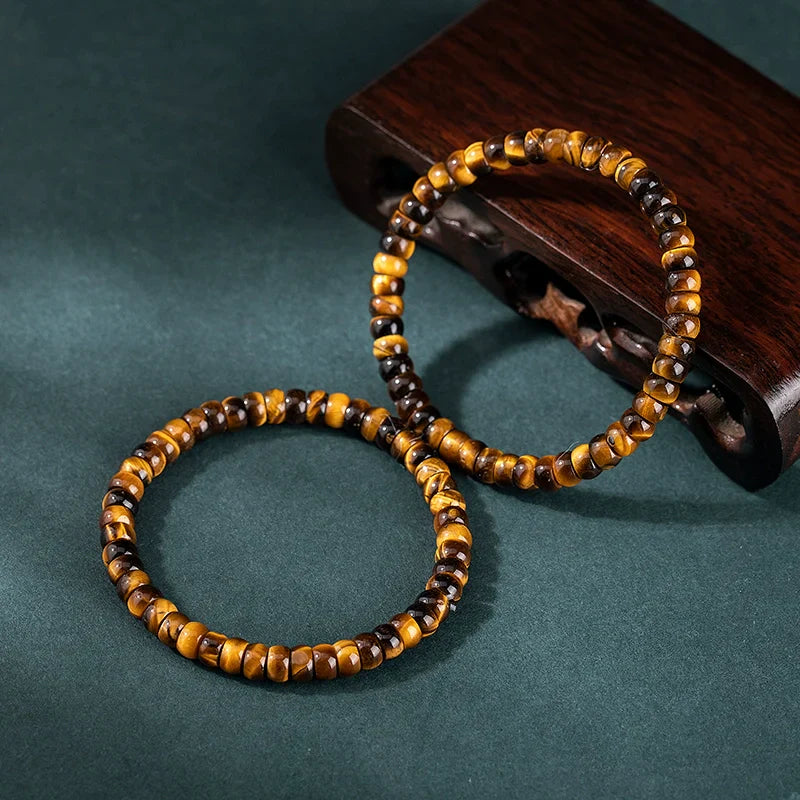 Natural Yellow Tiger’s Eye Precision Straight-Cut Thin Slice Bracelet