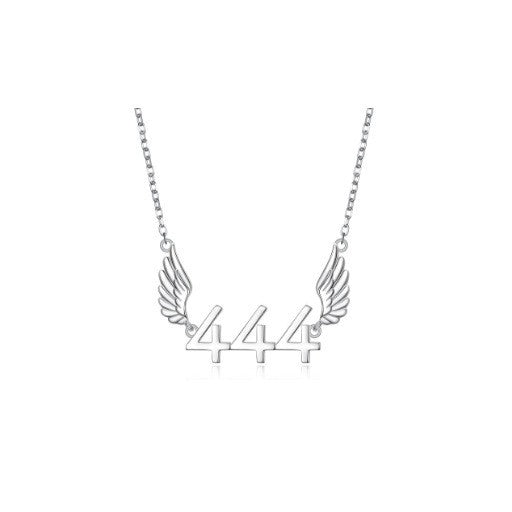 Angel Number 444 Necklace Angel Wings Lucky Number Clavicle Chain Necklace for Women