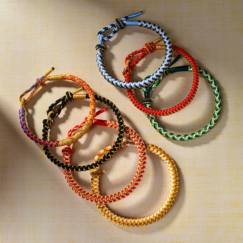 New Dragon Scale Braided Cord Bracelet with Peach Blossom Knot