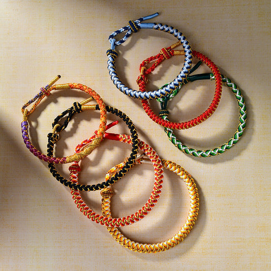 New Dragon Scale Braided Cord Bracelet with Peach Blossom Knot