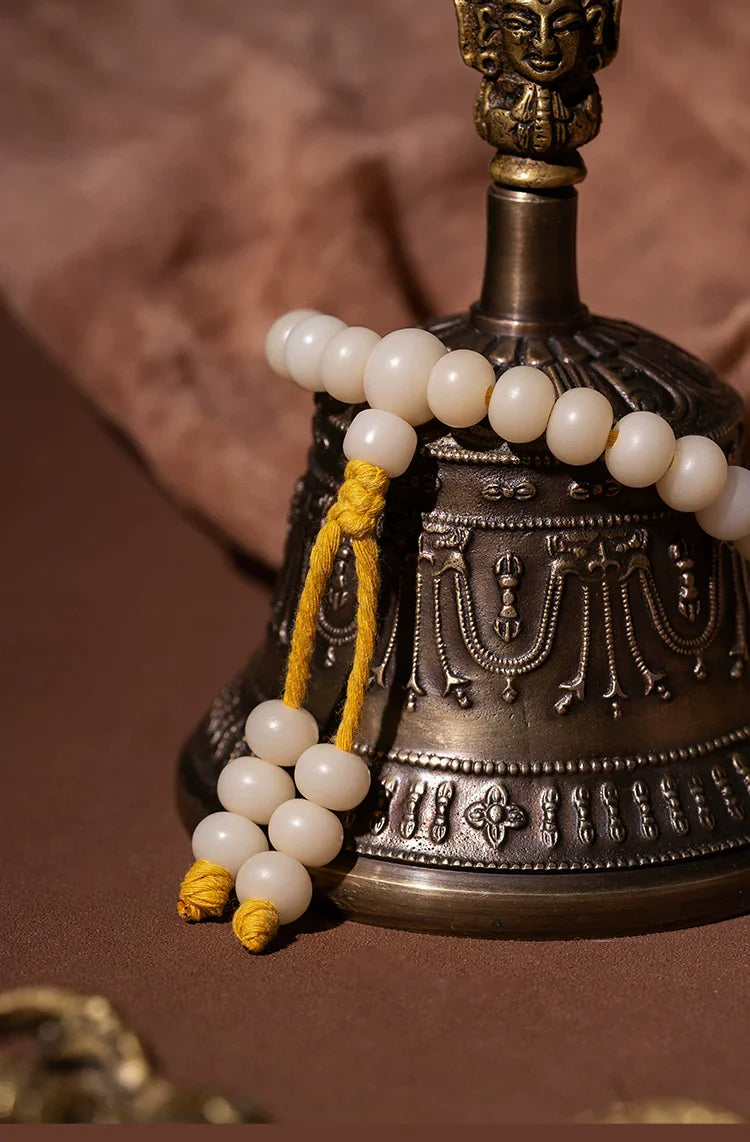 Buddha3bodhi 7.5mm*10mm White Jade Bodhi 108 Bead Mala Necklace