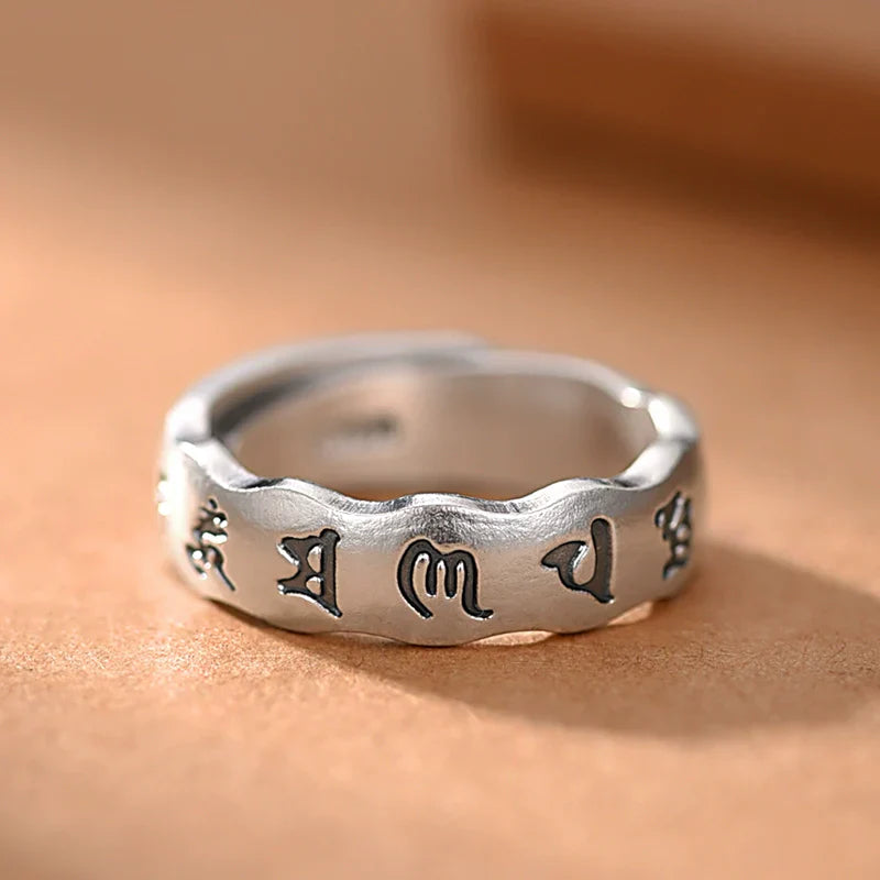 Buddha3bodhi Tibetan Pure Silver Six-Syllable Mantra Couple Rings