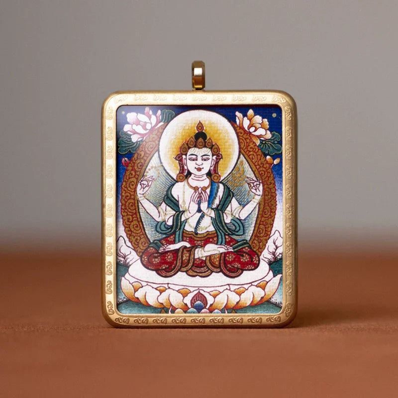 Tibetan Thangka  Amulet Talisman Pendant Necklace (35mm*45mm)