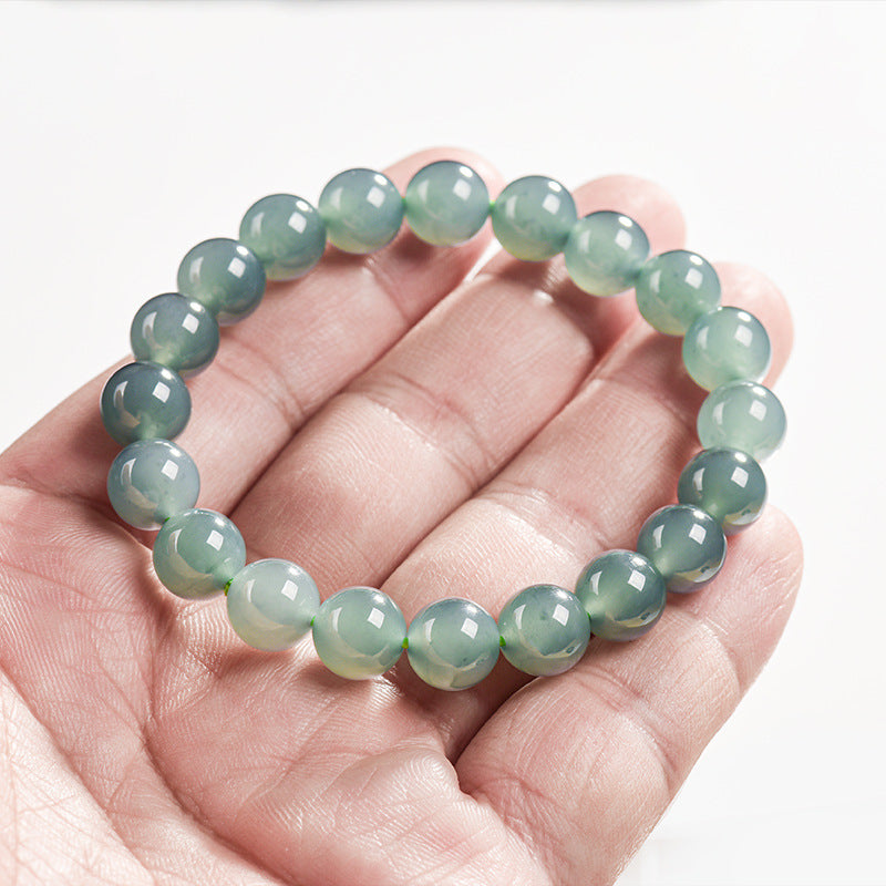 Natural A-Grade Blue Water Jadeite Bead Bracelet – Ice-Type Jade Beads, 10mm, Spiritual Protection & Harmony