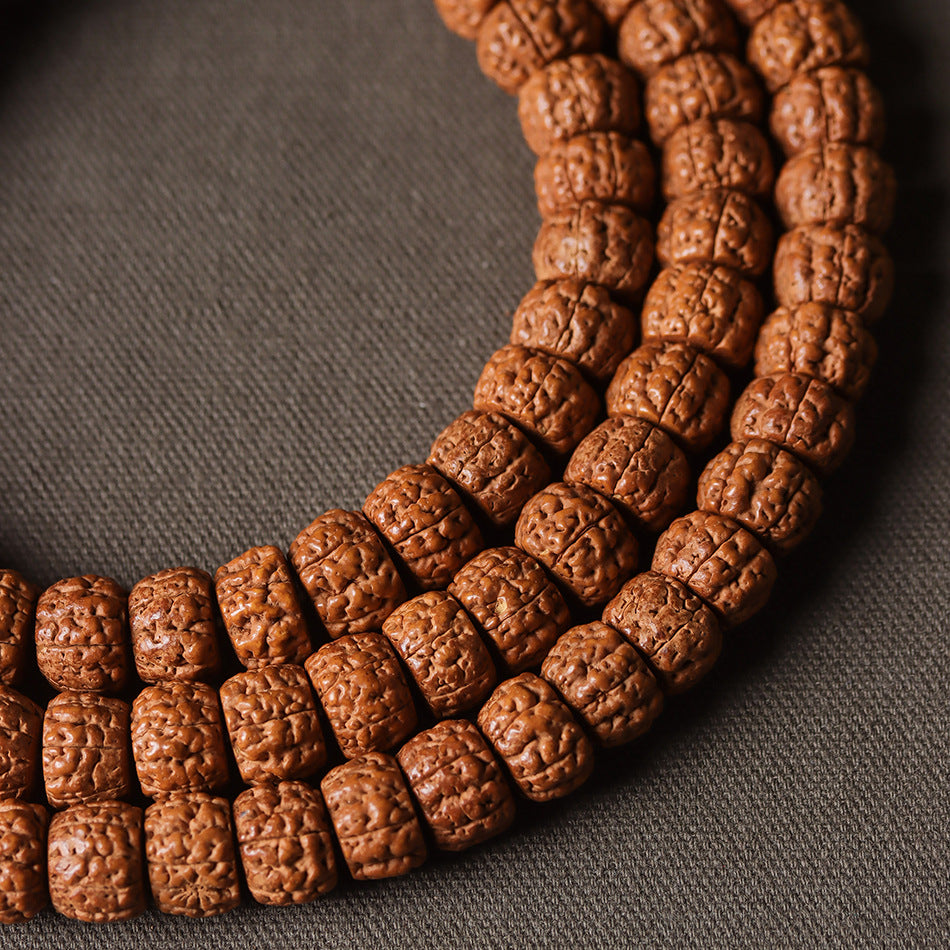 Natural Rudraksha Double Dragon Pattern 108 Mala Beads Prayer Beads