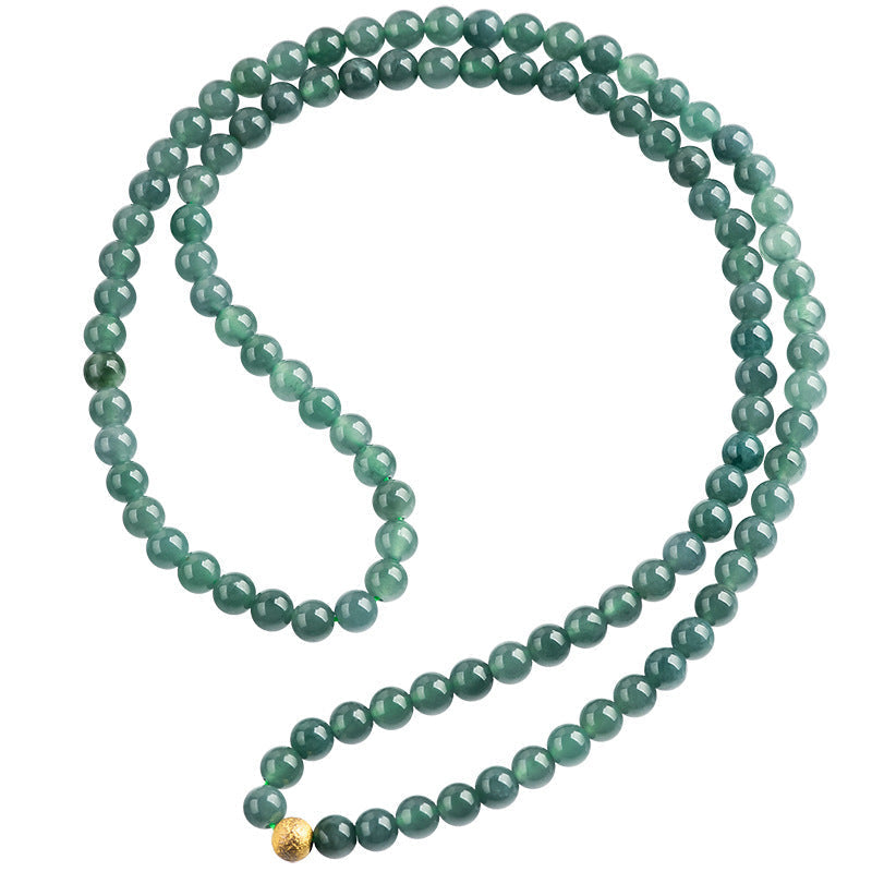 Natural A-Grade Blue Water Jadeite Bead Necklace – 6mm Round Jade Beads, Triple-Strand Bracelet Option