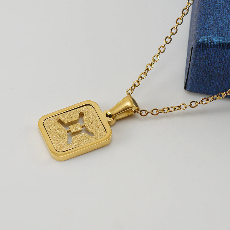 New Zodiac Sign Necklace – 12 Constellations Gold-Tone Titanium Steel Pendant