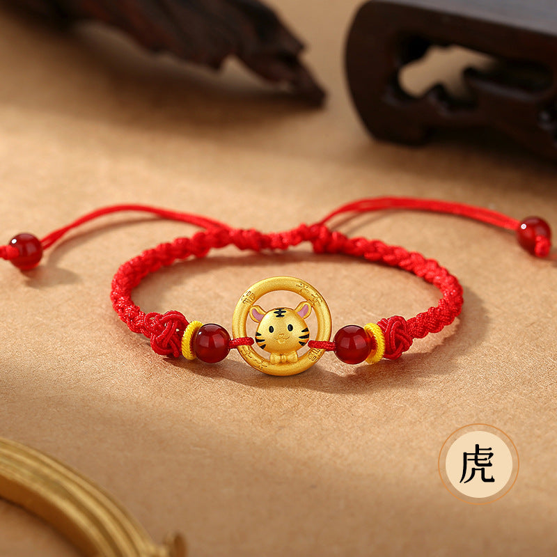 Red String Bracelet Featuring Chinese Zodiac Peace Circle and S925 Silver – Horse Year Good Luck Charm