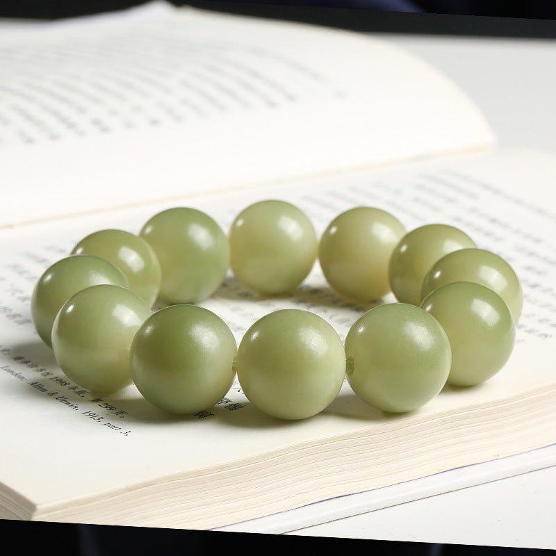 Natural Bodhi Buddha Beads  Beads Large Green Jade Bodhi Round Bead Bracelet