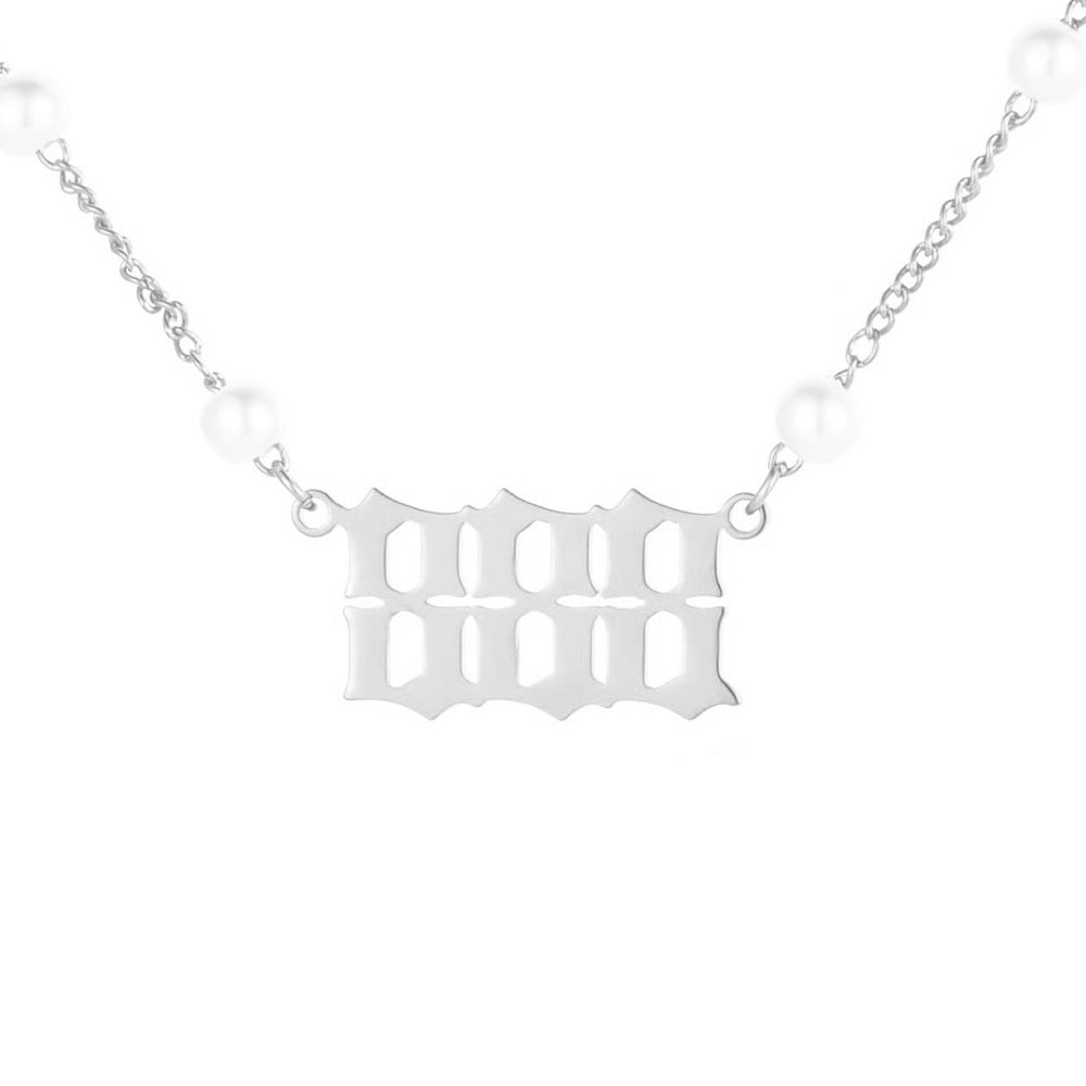 Angel Number Pearl Pendant Necklace for Women – Non-Tarnish Stainless Steel Chain with Lucky Number Charm