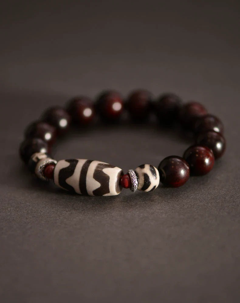 Red Sandalwood Beads Dzi Beads Bracelet