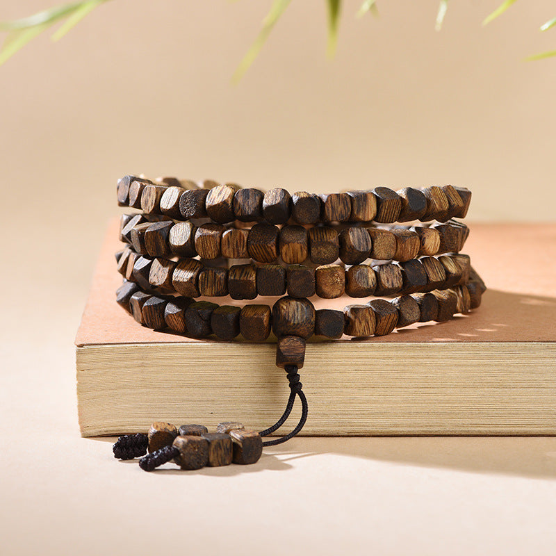 Natural Hainan Qi Nan Agarwood Square Bead Bracelet