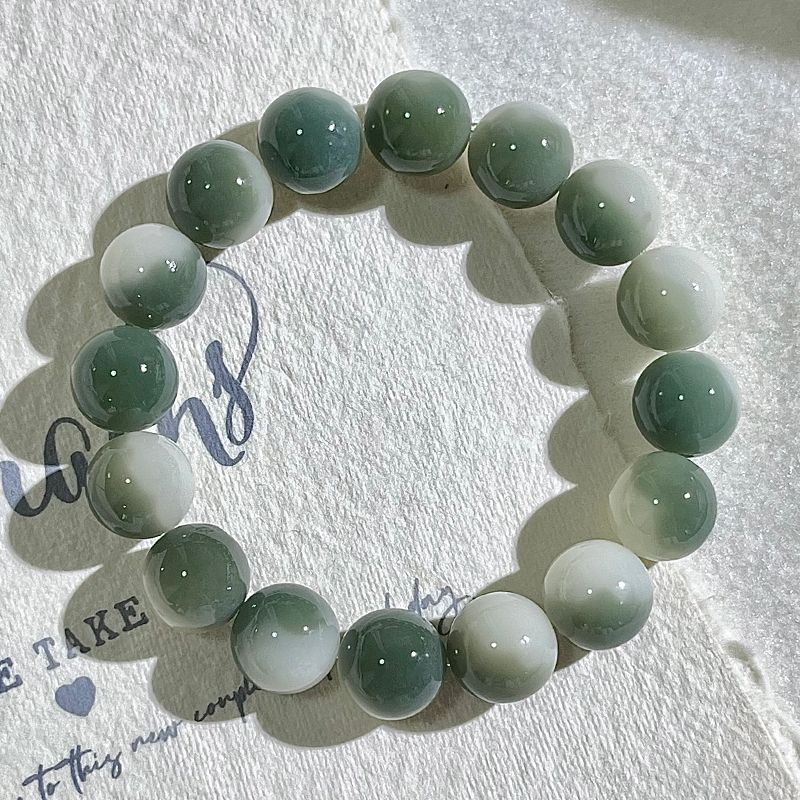 Natural Floral-Skin Jade-Like Bodhi Bead Bracelet – 12-13mm Round Beads