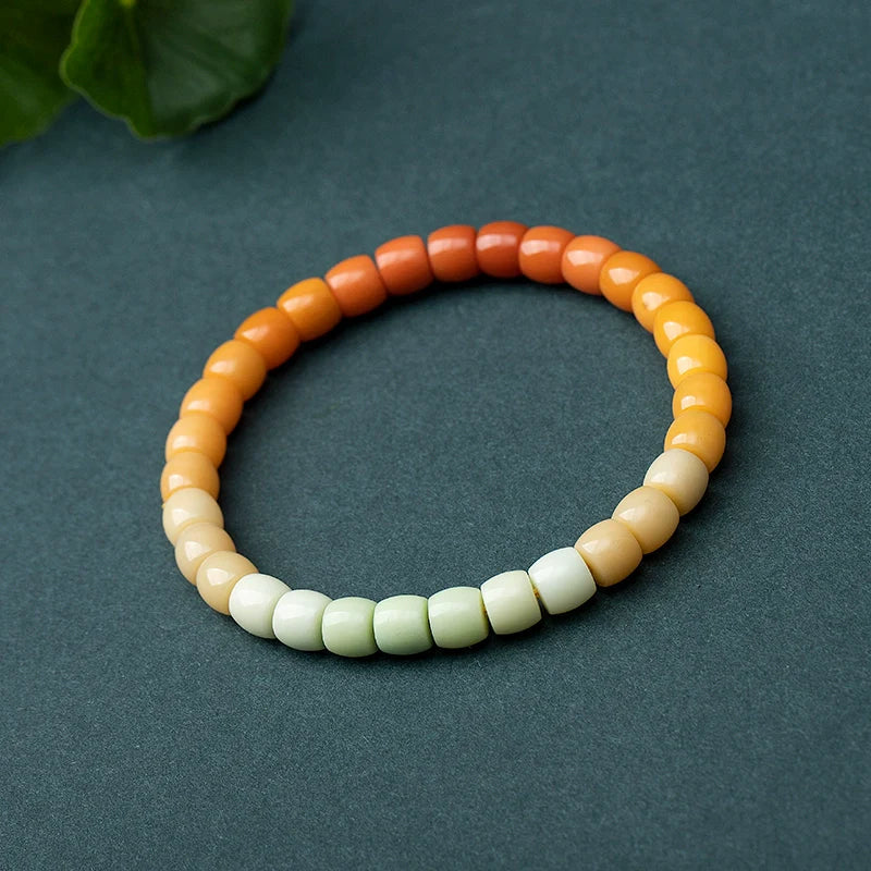 Natural Myanmar Yellow Jade Multi-Color Gradient Bracelet