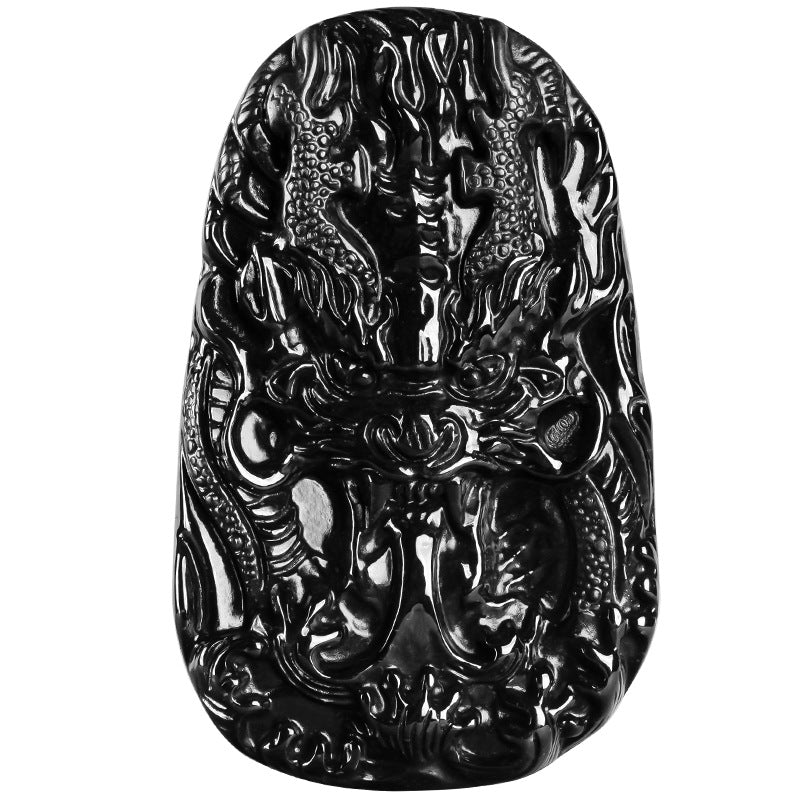 Natural A-Grade Black Jadeite Dragon King Pendant – Zodiac Dragon Ice Jade Necklace Unisex