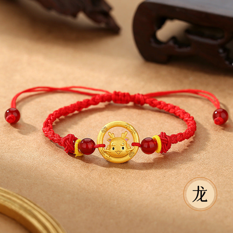 Red String Bracelet Featuring Chinese Zodiac Peace Circle and S925 Silver – Horse Year Good Luck Charm