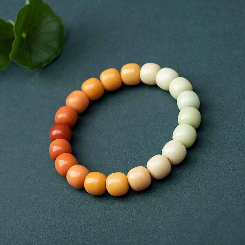 Natural Myanmar Yellow Jade Multi-Color Gradient Bracelet