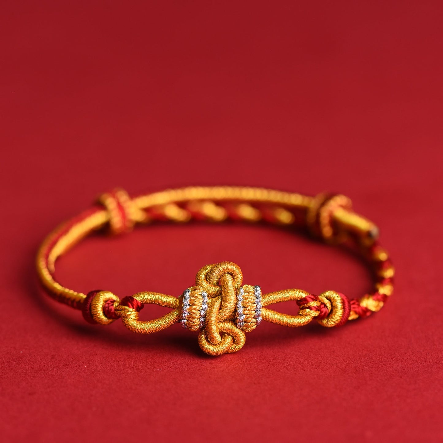 Handmade Wenchang Knot Adjustable Braided Rope Bracelet for Luck and Strength