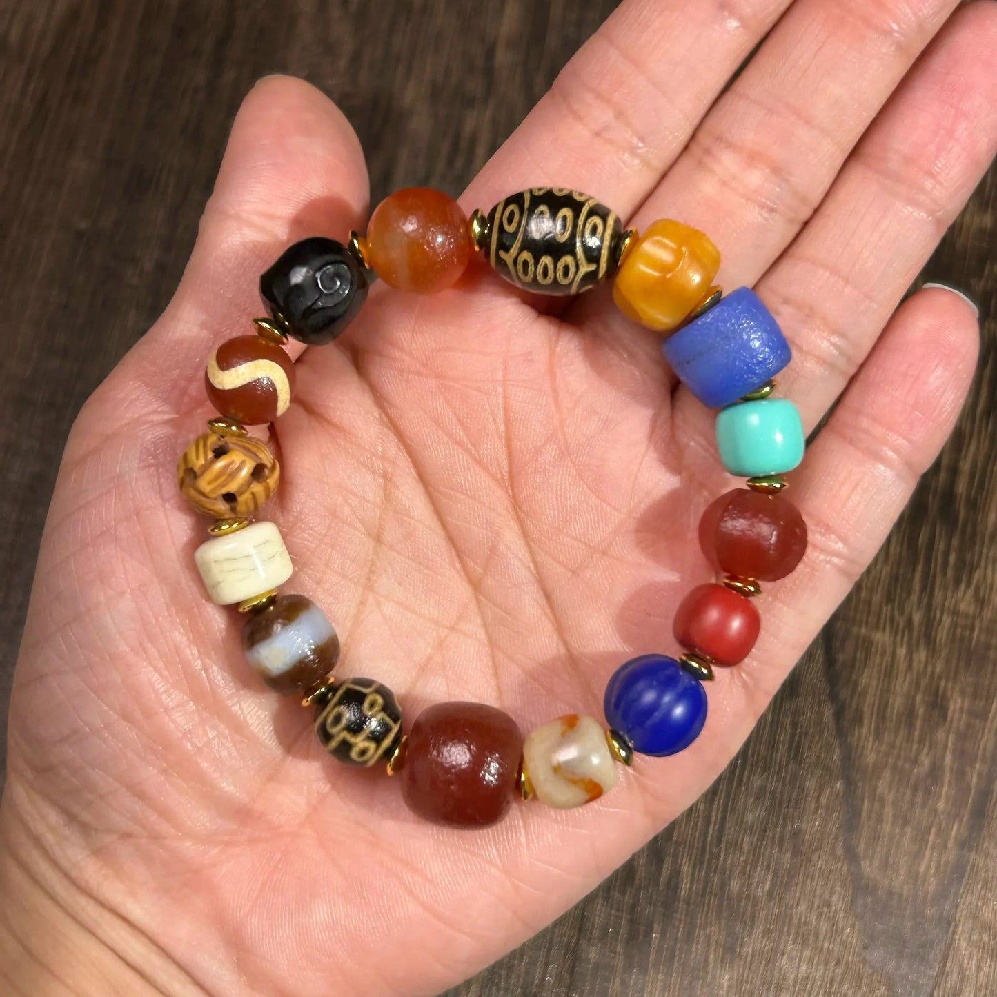 Buddha3bodhi Tibetan Natural Agate Multicolored Bead Bracelet