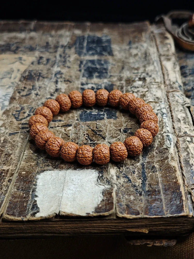 Dragon Scale Pattern Small Rudraksha Bodhi Bead Bracelet