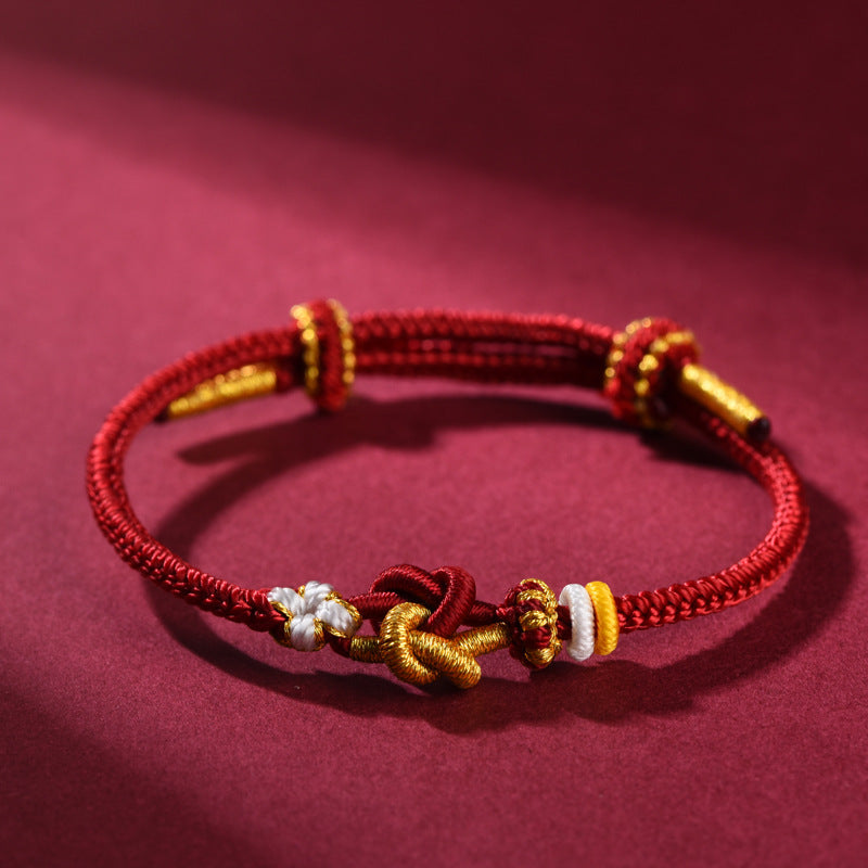 Handmade Red String Bracelet with Double Heart Knot – Couples Blessing Charm