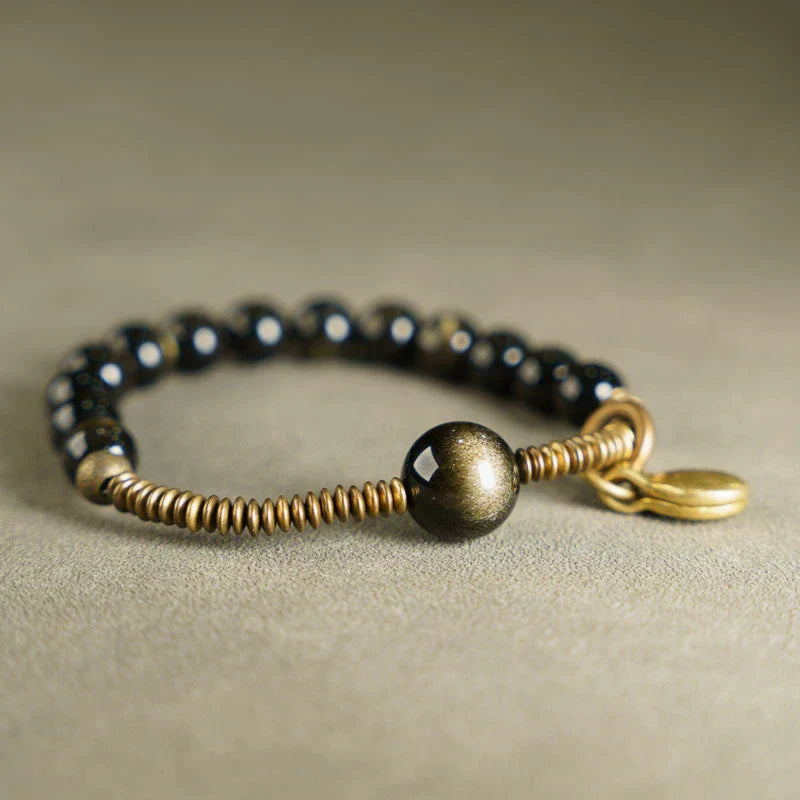 Natural Golden Obsidian Bracelet For Protection & Abundance