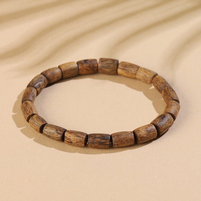 Premium Hainan Agarwood Barrel Bead Bracelet for Men and Women
