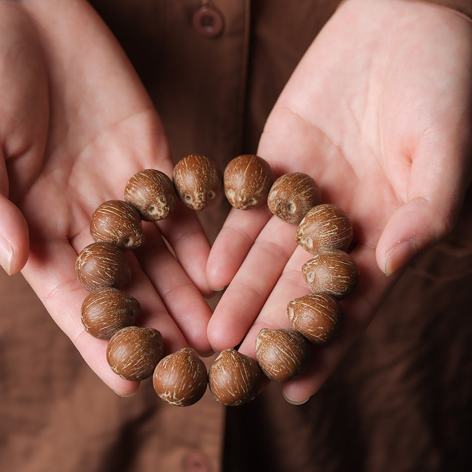 Natural Purple Golden Rat Wenwan Bracelet – Round Beads, Rat Front Cat Back Design