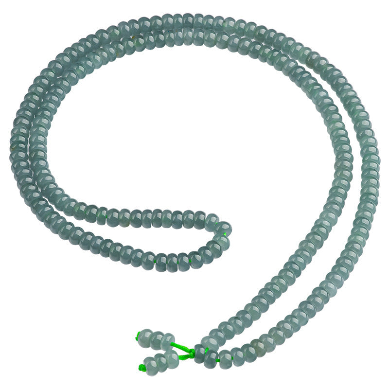 Natural Grade A Light Blue Jadeite 108 Abacus Bead Mala