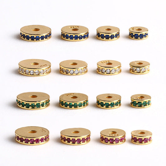 S925 Silver, Inlaid with Colored Zircon Spacer Tibetan Accessories DIY Pendant Pendant Jewelry Accessories
