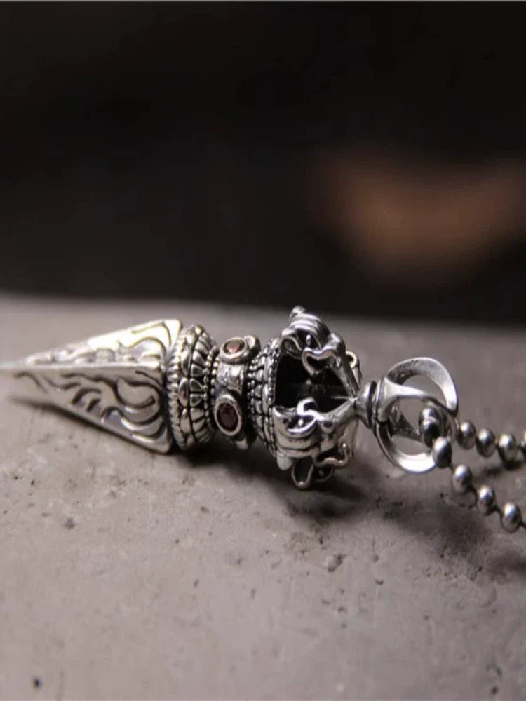 S925 Sterling Silver Body Protector Vajra Pestle Pendant