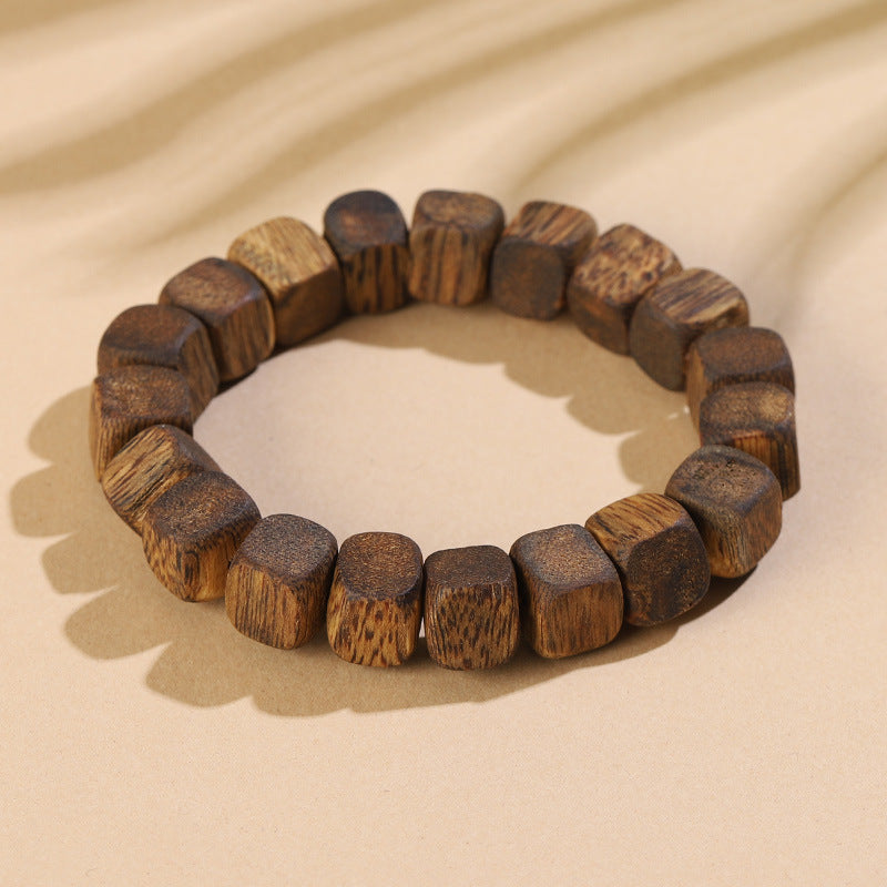 Natural Hainan Agarwood Cube Bead Bracelet – Health & Protection