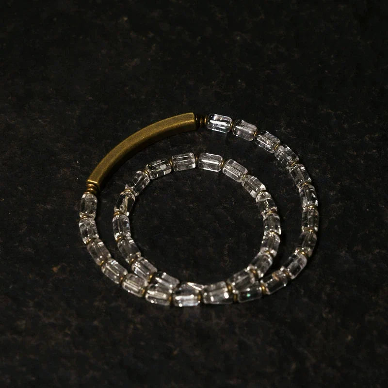 Double-Layer White Quartz Bracelet Layered Crystal Energy Jewelry for Women