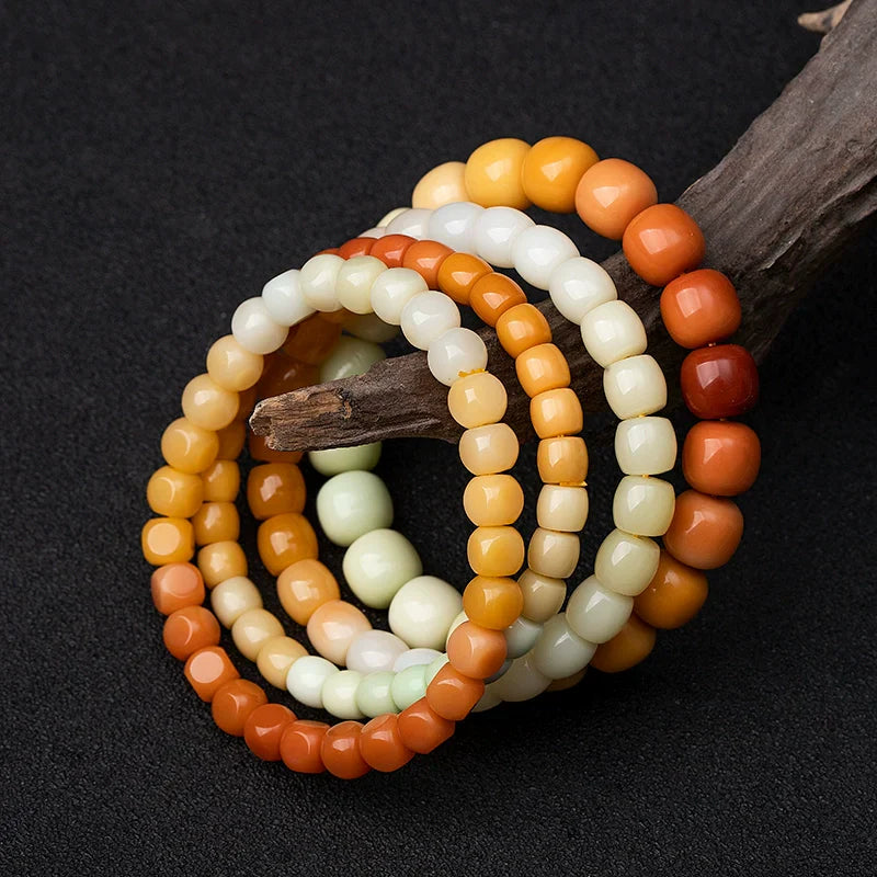 Natural Myanmar Yellow Jade Multi-Color Gradient Bracelet
