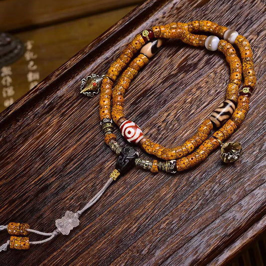 Natural Star and Moon Bodhi 108 Beads Mala Necklace – Stress Relief Design with Agate Dzi Bead Accessories
