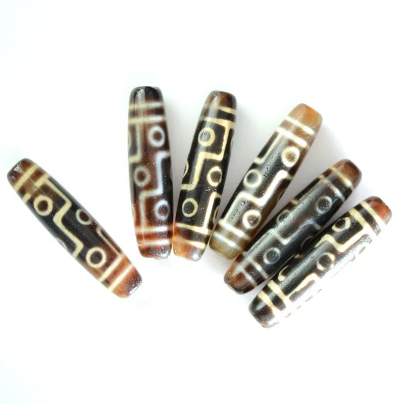 Tibetan Dzi Bead Pendant Agate, Length 58mm and Width 13mm, Totem Random