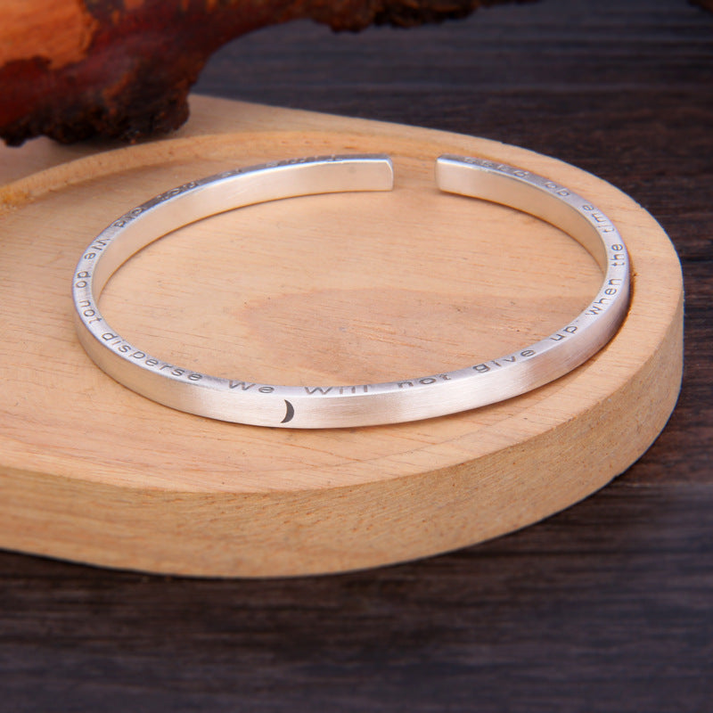 S999 Pure Silver Moon & Sun Couple Bangle
