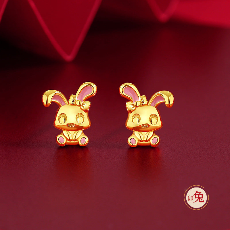 Women’s S925 Silver Chinese 12 Zodiac Earrings, Year of the Horse Lucky Jewelry