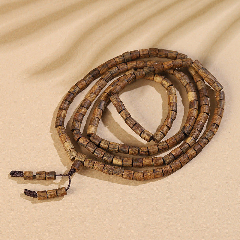 Premium Hainan Agarwood Barrel Bead Bracelet for Men and Women