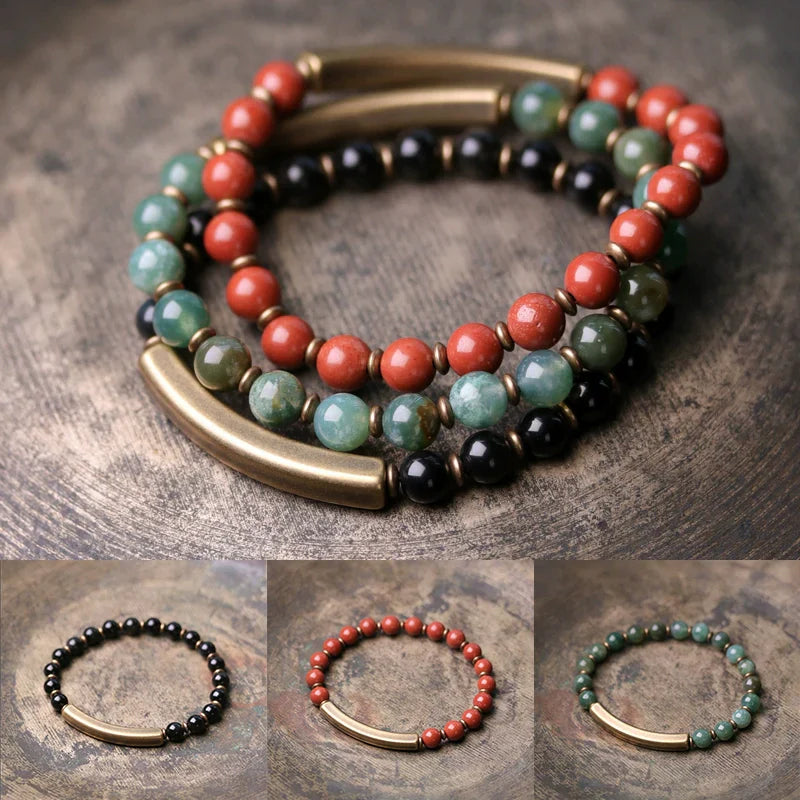 Multi-Layer Natural Red Jasper Bracelet Couple’s Grounding & Vitality Bracelet