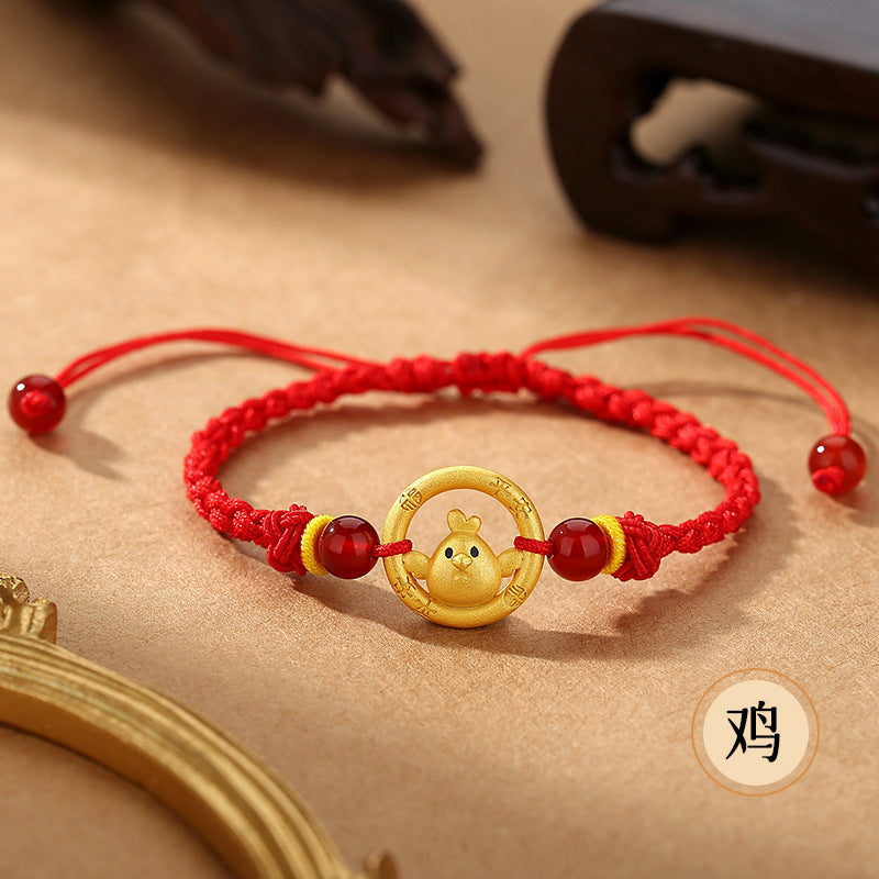 Red String Bracelet Featuring Chinese Zodiac Peace Circle and S925 Silver – Horse Year Good Luck Charm