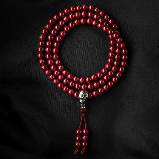 Buddha3bodhi 6mm Cinnabar 108 Bead Mala High-Quality Prayer Beads