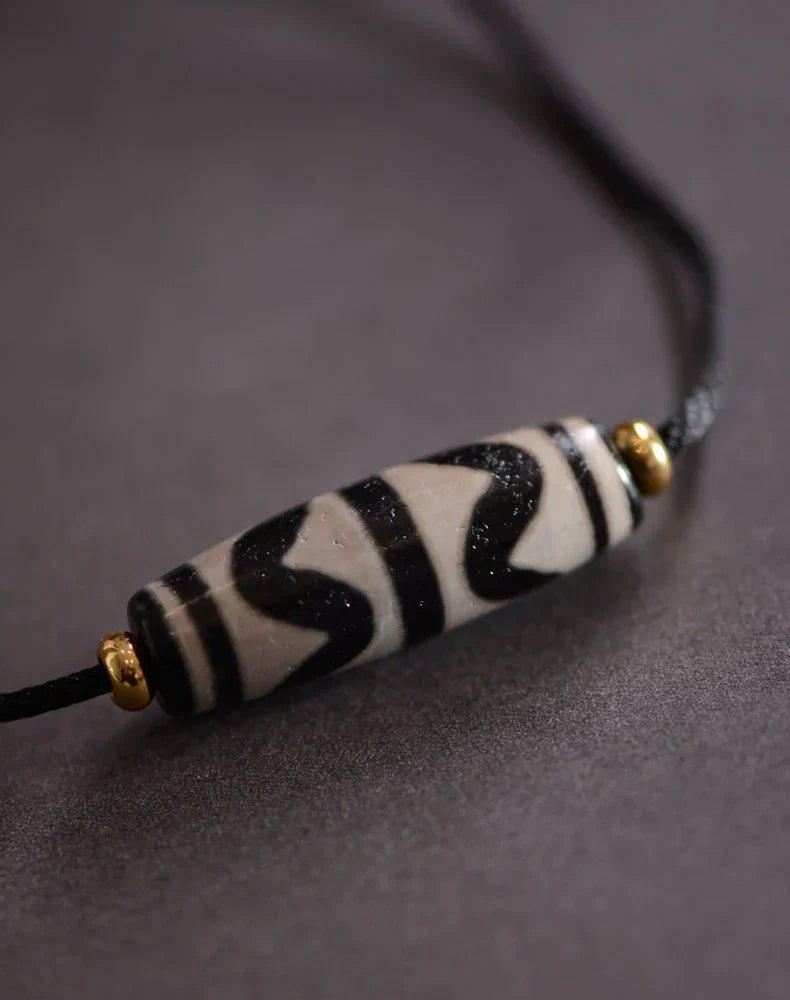 Tibetan Nine-Eyed Beads Pendant Unisex Dzi Beads Necklace